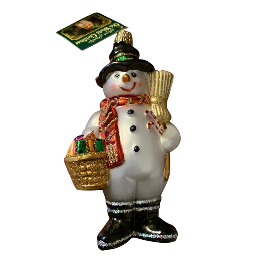 Old World Multicolor Glass Snowman 4 1/2" Holiday Christmas Ornament NWT